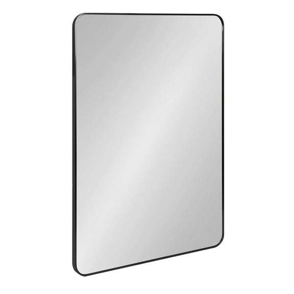 Kate and Laurel Zayda Radius Rectangle Wall Mirror, 30 x 42, Black, Metal Framed Minimalist Rectangular Mirror with Rounded Corners