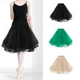 thumbnail image 2 of Yokua Women 3 Layer Satins Edge Tulle Short Skirt Elastic Waist Tutu Party Petticoat, 2 of 16