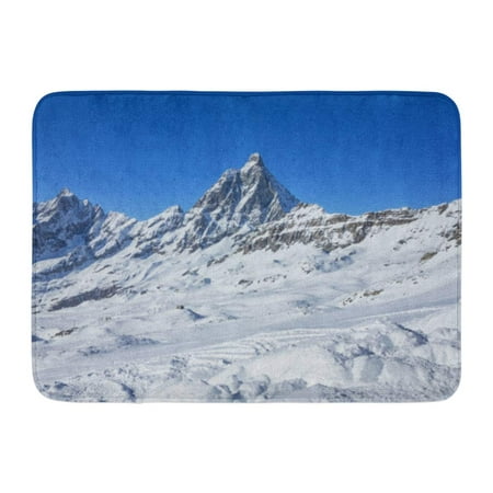 GODPOK Sky Blue Mountain Cervinia Italy Ski Slopes White Snow Ice Rug Doormat Bath Mat 23.6x15.7