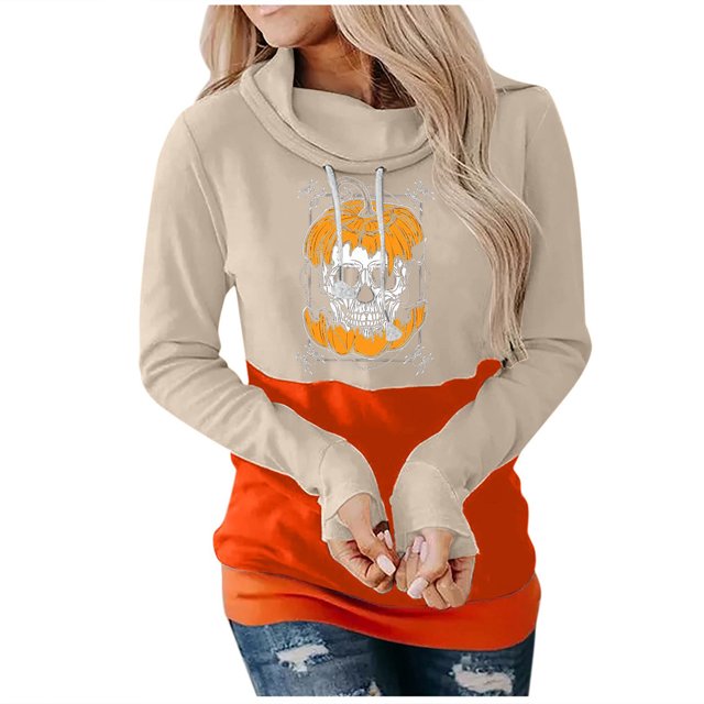 Blusa de manga larga con estampado de Halloween informal a la moda para mujer, jersey con capucha, Tops, sudadera Fridja fjkfkj4755