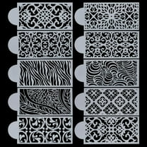 10Pcs Cake Decorating Stencils Baking Template Stencils Reusable 3D Cake Side Stencil Floral Lace Pattern Vine Plastic Embossing Stencils for Birthday Wedding Buttercream Dessert DIY Craft DIY
