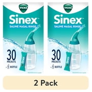 (2 pack) Vicks Sinex Saline Nasal Rinse + Packets, Nasal Decongestant for Sinus Relief, 30 Count