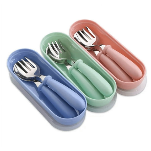 6 Pieces Toddler Utensils Kids Baby Forks and Spoons Set, Stainless Steel Childrens Safe Flatware Metal Kids Cutlery Set with Round Handle, Dishwasher Safe