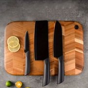 Black handle three-piece knife set, stainless steel kitchen knives with ultra-sharp blades and ergonomic handles