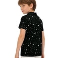 thumbnail image 5 of longantii Boys' Polka Dot Polo Shirts Short Sleeve Button Closure Collared Golf Tee Summer Casual School Uniform Daily Wear Black 3-4 Years, 5 of 6