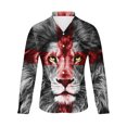 thumbnail image 4 of TIMIFIS Men's Shirts Cross Shirts Cross Print Casual Long Sleeve Button Down Shirts Top-RedFall, 4 of 5