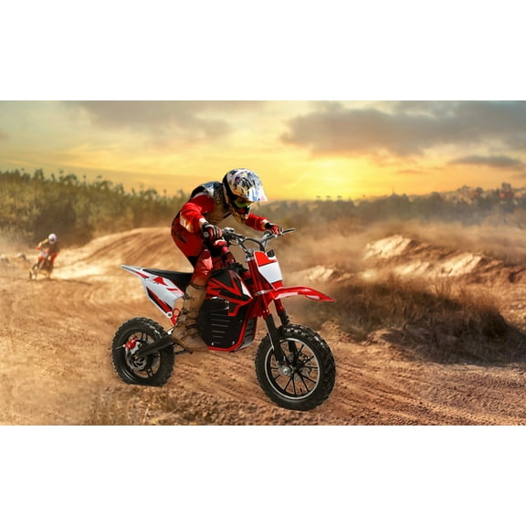 SUSUchens Kids Electric Dirt Bike, 36v 500w Off-Road Mini Motocross Bike with Disc Brakes & Shock Absorption, 15.54 Mph Speed (Red Black)