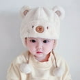 thumbnail image 3 of Joernso Winter Warm Baby Hats Toddler Earflap Bear Hat with Soft Ball Unisex Infant Snow Cap Fleece Warm Hemming Caps for Newborn, 3 of 8