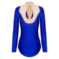 thumbnail image 4 of YONGHS Womens Glittery Gymnastics Dance Leotard Sheer Mesh Ballet Bodysuits Top Latin Dancewear Blue XXL, 4 of 7