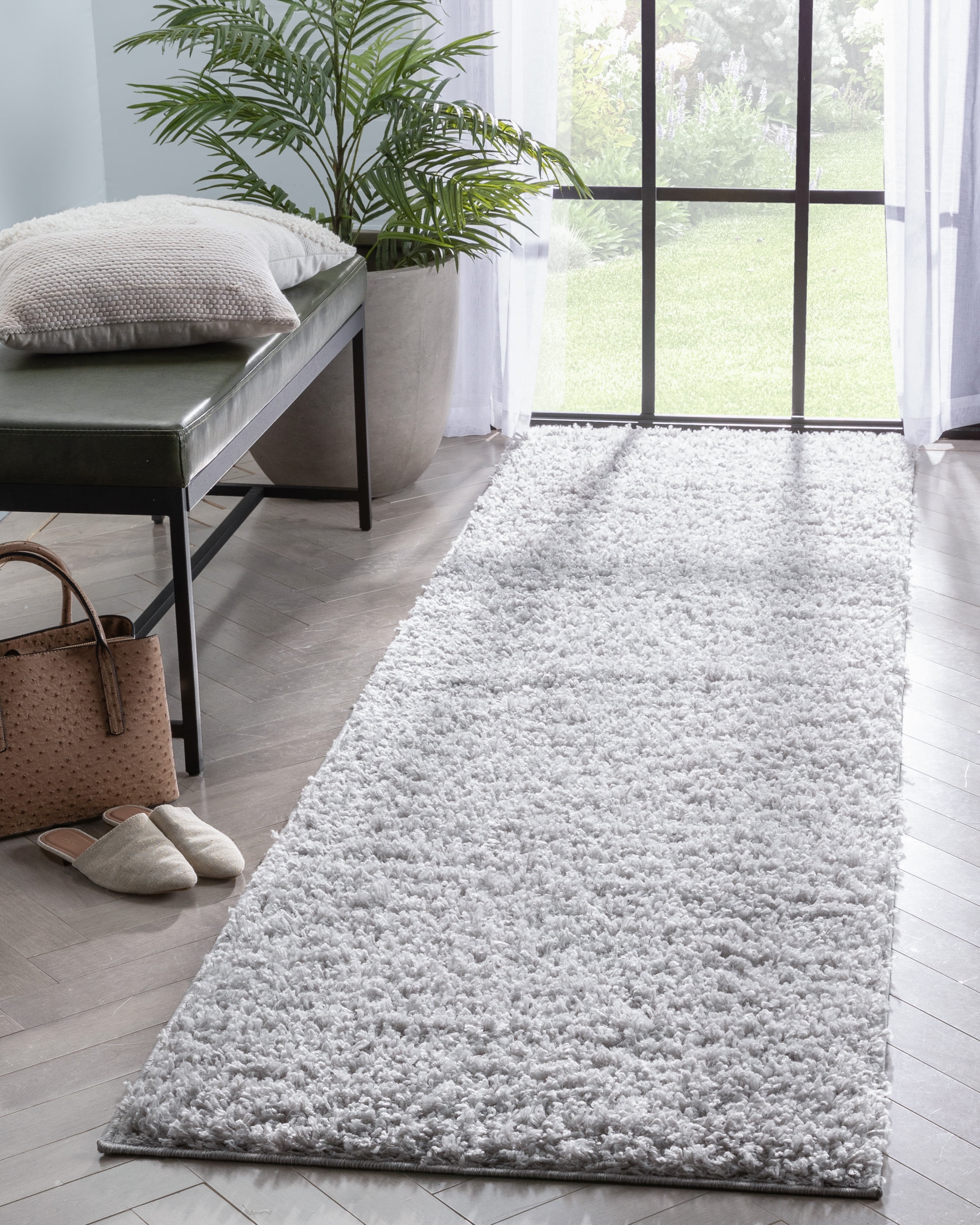 Well Woven Elle Basics | Emerson Shag Light Grey | Textured Runner Rug 3x10 (2'7" x 9'6")