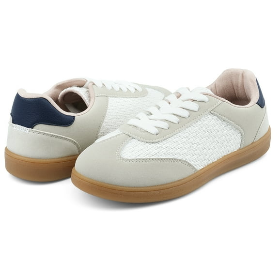 JENN ARDOR Women's Lace-up Round Toe Fashion Sneakers Casual Tennis Shoes Walking Flats