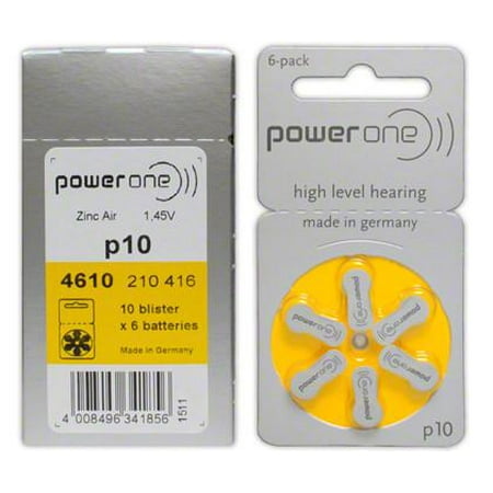 P10 Battery for BHA-603 Hearing Amplifier, Pack of Sixty