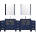 thumbnail image 2 of Navy Blue Double Bathroom Vanity With Storage Units, Ceramic Top, 34 In. Mirrors, Faucet - And Stain Proof 108 Bath Vanity, Deck, Included Scratch, 2 of 3