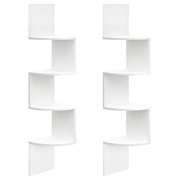 HOOBRO Corner Shelf Wall-Mounted, Set of 2 Floating Corner Shelves for Wall, 4-Tier Corner Bookshelves for Living Room, Bedroom, Bathroom, Home Office, White WT25BJP201