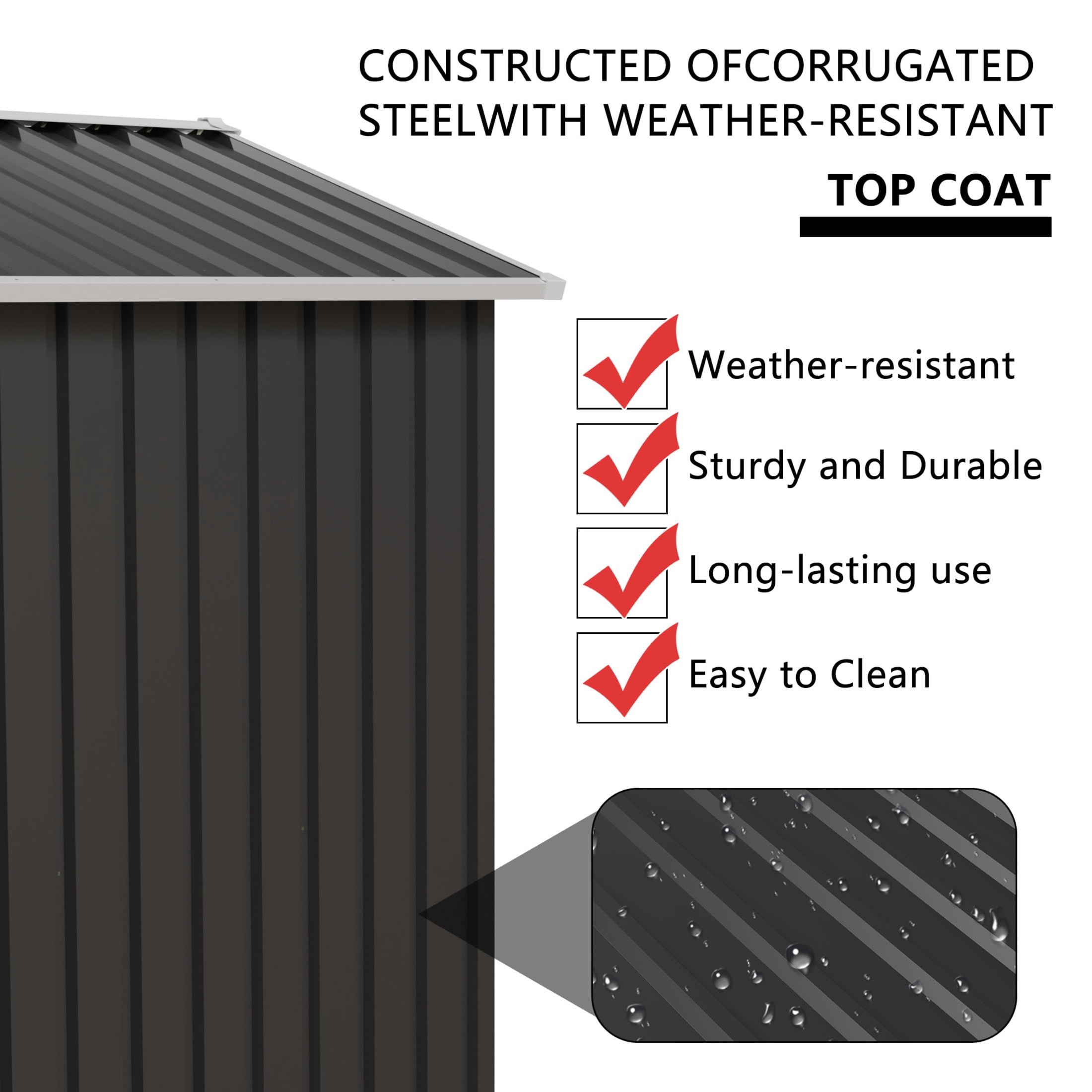 Noble House 5x4 FT Metal Outdoor Garden Shed, Galvanized Steel Apex Roof Backyard, Patio Storage House, Grey