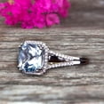 thumbnail image 2 of 7mm Cushion Cut 10k White Gold 2.30 Carat Aquamarine Engagement Ring Anniversary Ring HALO, 2 of 5