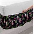 thumbnail image 2 of Botanical Bed Skirt, Pink Tropical Flowers and Green Exotic Leaves on Dark Blue Background Natural Art, Elastic Bedskirt Dust Ruffle Wrap Around for Bedding Decor, 4 Sizes, Multicolor, by Ambesonne, 2 of 2