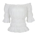 thumbnail image 1 of Pirate Shirt Women Boho Blouse Off Shoulder Ruffle Shirts White S, 1 of 4