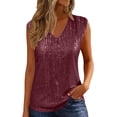 thumbnail image 2 of Endives Womens Tnak Top V Neck Sequin Sleeveless Tops Elastic Sparkly Tank Top For Women, 2 of 4