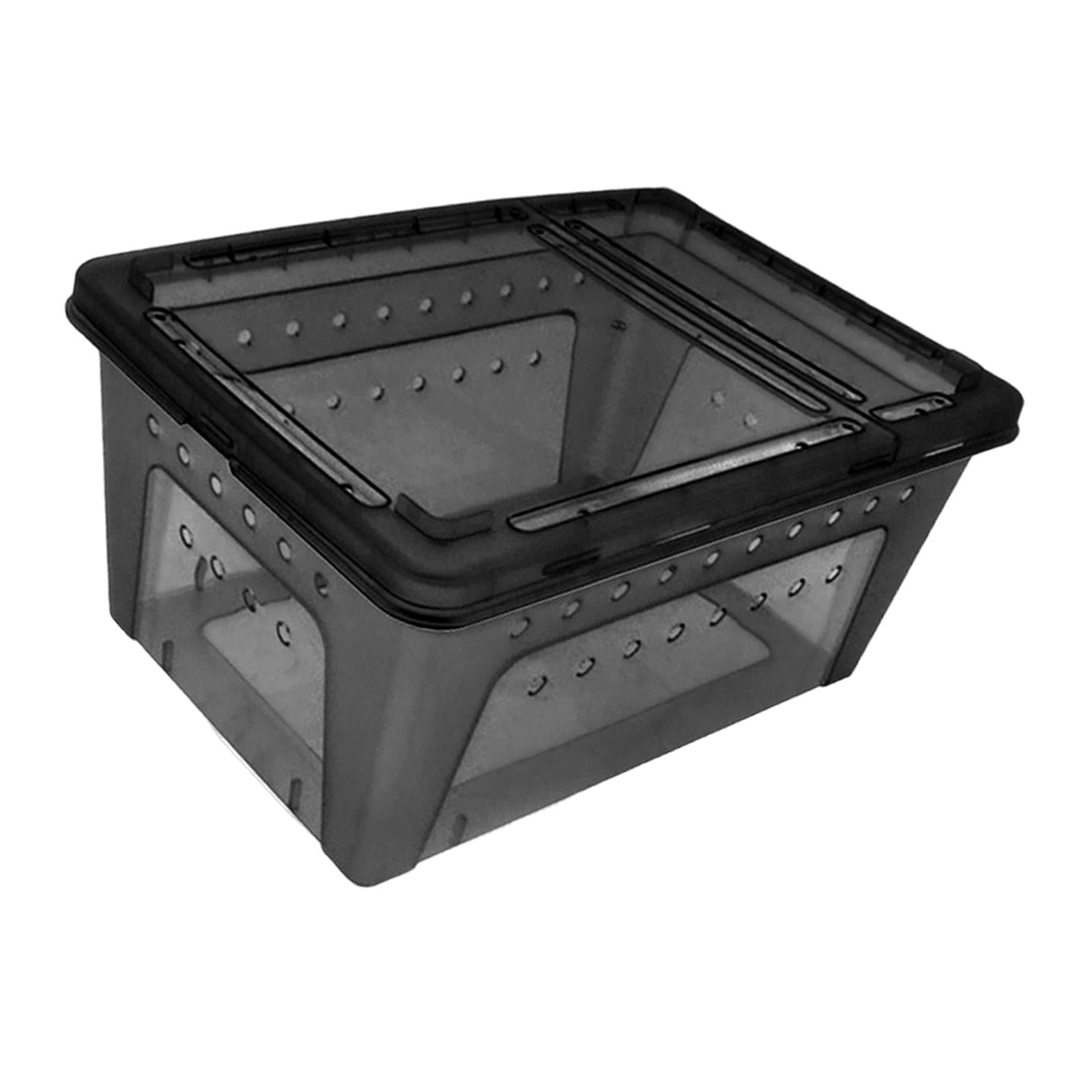 Fzaqwen Reptile Terrarium Enclosure Double Opening Turtle Habitat Sturdy Reptile Breeding Box Container for Terrapin Amphibians Snake Black