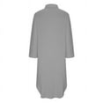 thumbnail image 6 of SDNall Linen Dresses for Women 2024 Fashion Solid Long Sleeve Pockets Turn Down Collar Dresses Vacation Dresses (Gray, Sizes S-XXL), 6 of 9