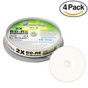 40 Pack Smartbuy 2x 25GB Blue Blu-ray BD-RE Rewritable White Inkjet Hub Printable Blank Bluray Disc
