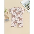 thumbnail image 4 of Suealasg Baby Boys Girls Western Outfit Short Sleeve Crew Neck Cow Print Jumpsuit Romper Bodysuit 3M 6M 12M 18M Newborn Girls Summer One Piece Clothes, 4 of 8