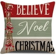 thumbnail image 2 of Set of 2 Christmas Decorative Throw Pillow Covers, Believe Noel Christmas & Merry Christmas Y''all, Red and Green, 18x18 Inches, 2 of 4