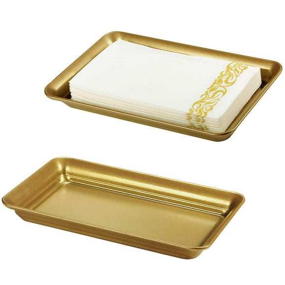 Bandeja de tocador SheeChung Vintage Farmhouse Metal, paquete de 2 unidades, dorada