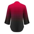 thumbnail image 5 of Scyoekwg Going Out Tops for Women V-Neck Three-quarter Sleeve Shirts Vintage Loose 3/4 Sleeve Tops Fall Clothes Gradient Color Graphic Tops Fashion Dressy Casual Blouses Tops(Wine,L), 5 of 6