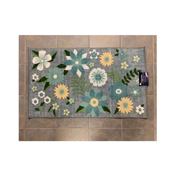 Nourison Spring Washable 26" x 45" Accent Rug Blue Flowers