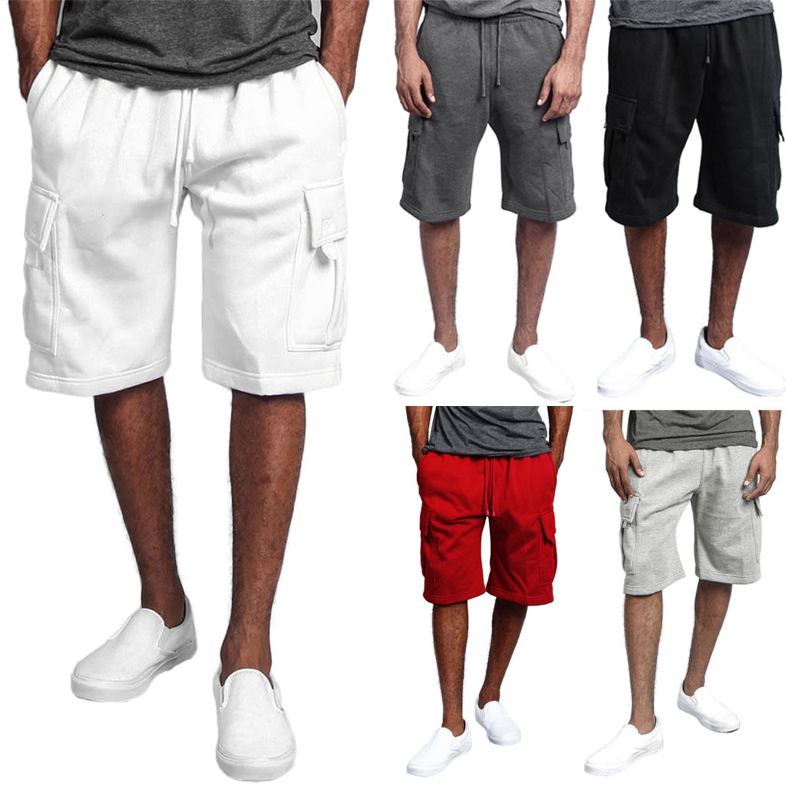 symoid Mens Cargo Shorts Big and Tall Summer with Pockets Relaxed Fit Beach Plus Size Cotton