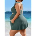 thumbnail image 5 of Sociala Maternity Ribbed One Piece Swimsuit Ruffle Twist Front Bathing Suit Retro Ruffle Swimwear, 5 of 6