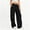 Black women wide leg cargo pants a1, variant on Cagogo Women's Wide Leg High Waisted Cargo Pants with Pockets Solid Casual Streetwear Lounge Pants Travel Vacation Long Trousers, Army Green 2XL