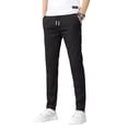 thumbnail image 3 of Pantalones negros con forro polar para hombre, otoño e invierno, estilo coreano, tallas grandes, ajustados, rectos, casuales, 3 of 5
