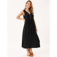 thumbnail image 3 of DARING DIVA Ruffle Sleeveless V Neck Pleated Flowy Maxi Dress XL Black, 3 of 8
