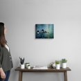 thumbnail image 4 of Cuadro lienzo pintura realista somormujos con crías en lago verde azul, obra de fauna acuática horizontal en tela canvas, 4 of 6