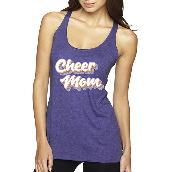Wild Bobby Retro Cheer Mom Girl Sports Women Tri-Blend Racerback Tank Top, Purple Rush, Medium