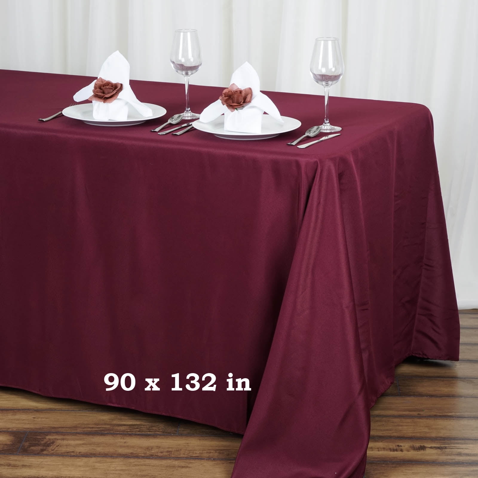 BalsaCircle 90" x 132" Rectangular Polyester Tablecloth for Party