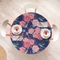 thumbnail image 4 of Ambesonne Birds and Nature Fitted Round Tablecloth, Boho Animal Floral, 36"- 40" Diameter, Dark Lavender Pastel Pink, 4 of 5