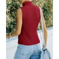 thumbnail image 3 of Yesfashion Women's Cap Sleeve Sweater Vest Mock Neck Knit Pullover Tank Shirt 2025 Spring Summer Sleeveless Cute Top, 3 of 5