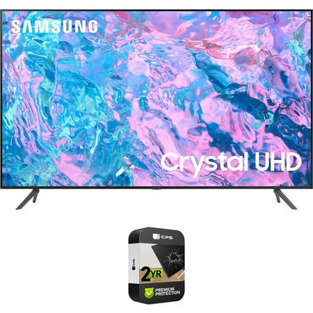 Samsung UN55CU7000 55 inch Crystal UHD 4K Smart TV Bundle with 2 YR CPS Enhanced Protection Pack (2023 Model)