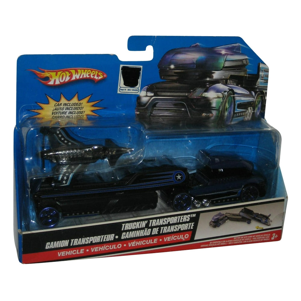 Hot Wheels Truckin' Transporters (2007) Black Hauler Truck & Airplane Toy Set - Walmart.com