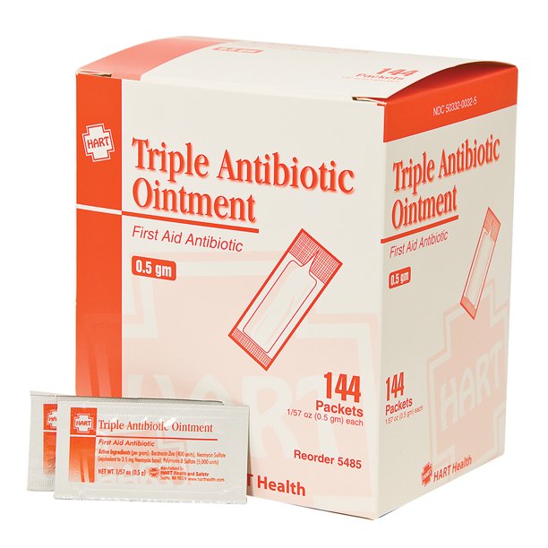 Tribiotic triple antibiotic ointment, 0.5 gm packets, 144/box