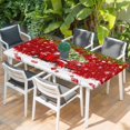 thumbnail image 2 of Red Christmas Table Cloths for 4 Foot Rectangle Tables, Truck Pine Trees Branches Balls Snowflakes Patio Waterproof Elastic Fitted Tablecloths, Washable Rectangular Table Cover for Camping, 2 of 8