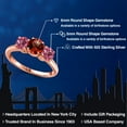 thumbnail image 2 of Gem Stone King 18K Rose Gold Plated Silver Red Garnet and Pink Tourmaline Engagement Ring for Women | 2.04 Cttw | Round 6MM | Gemstone January Birthstone | Size 6, 2 of 6