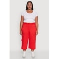 thumbnail image 2 of Womens Plus Size Poplin High Waisted Cargo Capris, 2 of 5