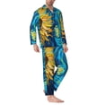 thumbnail image 2 of Fuzoiu Starry Sunflower Dreamscape Print Men's Long-Sleeved Pajama,Lounge Button Down Nightwear,Mens Notch Collar Pajama Set -Small, 2 of 7