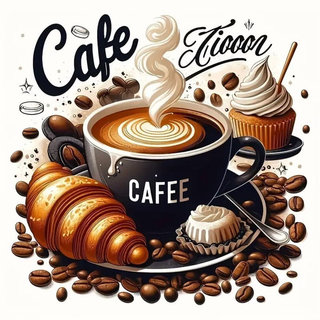 Colorful Coffee and Pastry Roses Canvas Rhinestone 5D DIY Diamond Embroidery Kits Art, 35*35 cm, frame not included.,3742