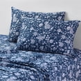 thumbnail image 2 of Azores Home Organic Cotton Sateen 300 Thread Count Deep Pocket Sheet Set Kate Blue Queen, 2 of 5